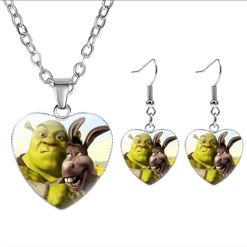 NEW Shrek & Donkey Necklace Earring Set